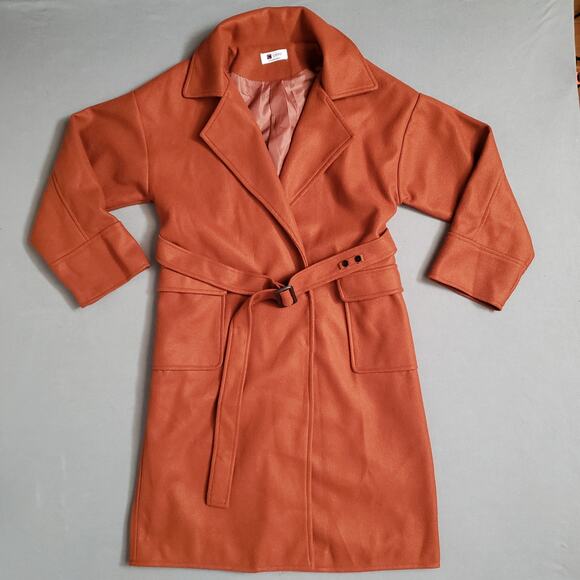 CHUU Coat in Camel Size Small Belted Trench‎ Fleece Winter Coat Made in Korea - Picture 7 of 11